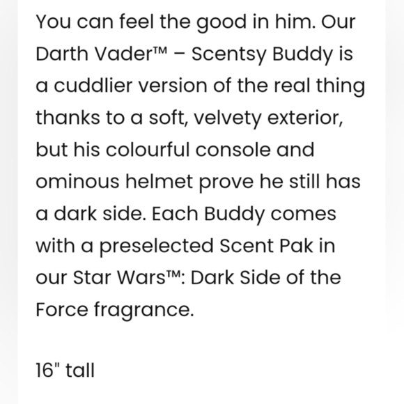 Scentsy Disney Star Wars Darth Vader Buddy Lavendar Madagascar Ginger Vetiver - Picture 4 of 5